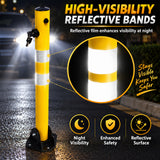 Fold Down Parking Bollard with Lock, Keys and Reflective Strips