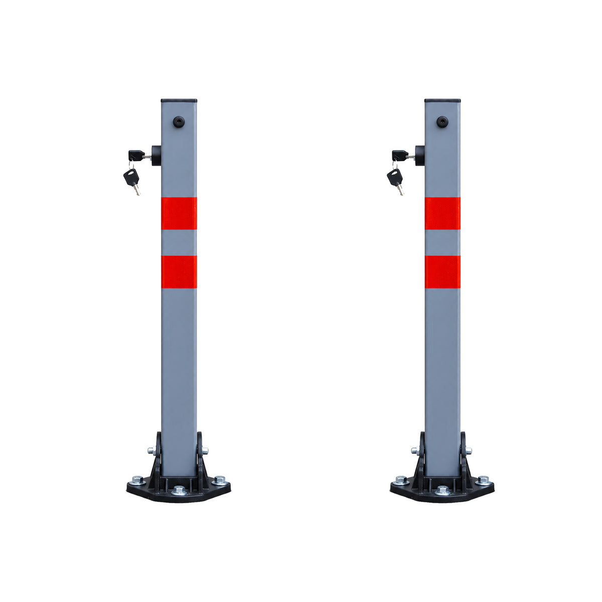 Fold Down Parking Bollard with Lock, Keys and Reflective Strips