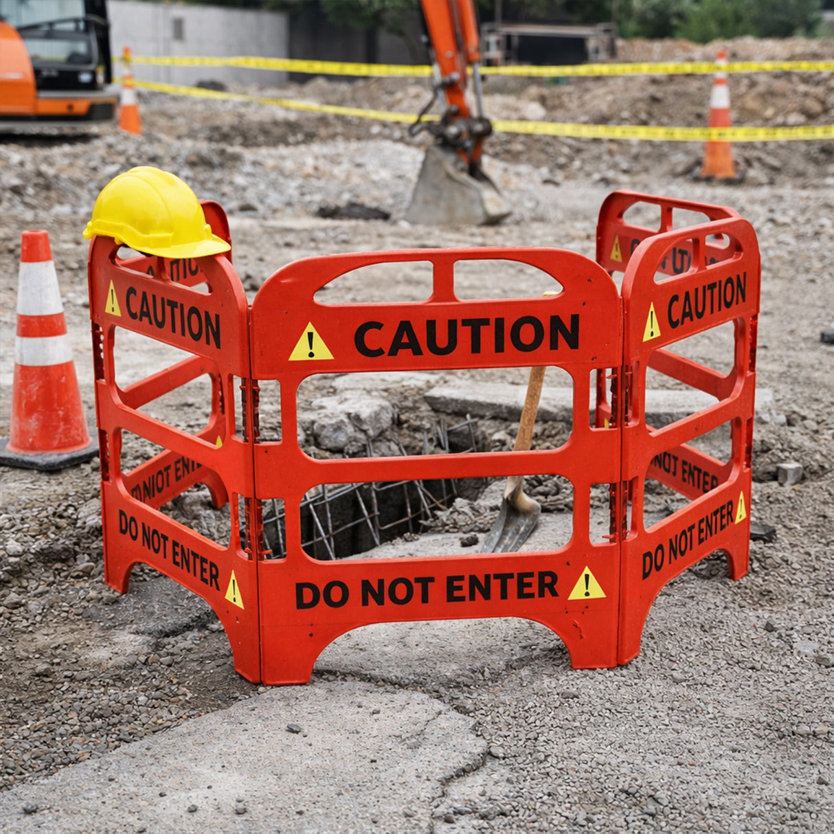 Caution Manhole Barrier - Installation | Besea Cone