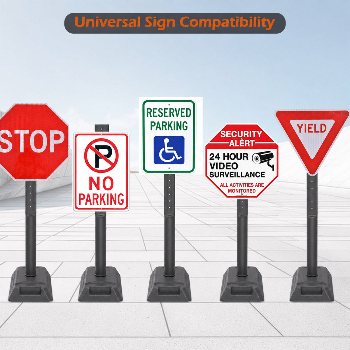 2-Pack 99 cm Portable Sign Holders with Rubber or Water-Fillable Bases - product view 4