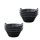 Flexible black rubber utility tub with two integrated handles - supplied in an 8-pack