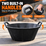 Flexible black rubber utility tub with two integrated handles - supplied in an 8-pack