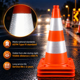 50 cm orange traffic cone with two reflective collars and a square base - supplied in a 10-pack