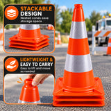 50 cm orange traffic cone with two reflective collars and a square base - supplied in a 10-pack