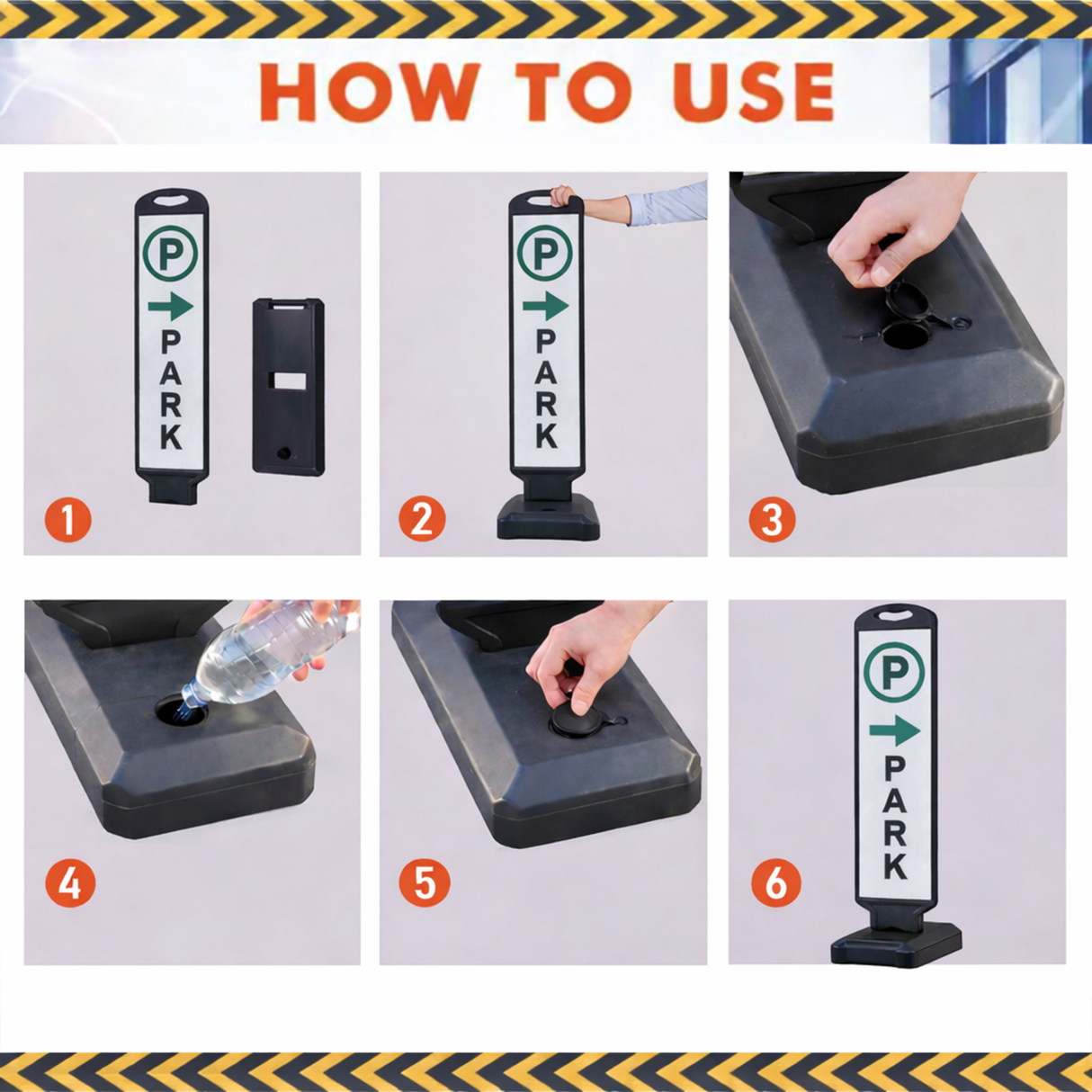 VILBLE 2-Pack 110 CM Double-Sided Reflective Safety Signs - Installation | Besea Cone