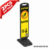 DH-VB-16X2-PIC-DE | CAUTION ICY | Heavy Duty Rubber Base | DE-Deutsch