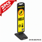 DH-VB-16X2-PIC-ES | CAUTION ICY | Heavy Duty Rubber Base | ES-Español