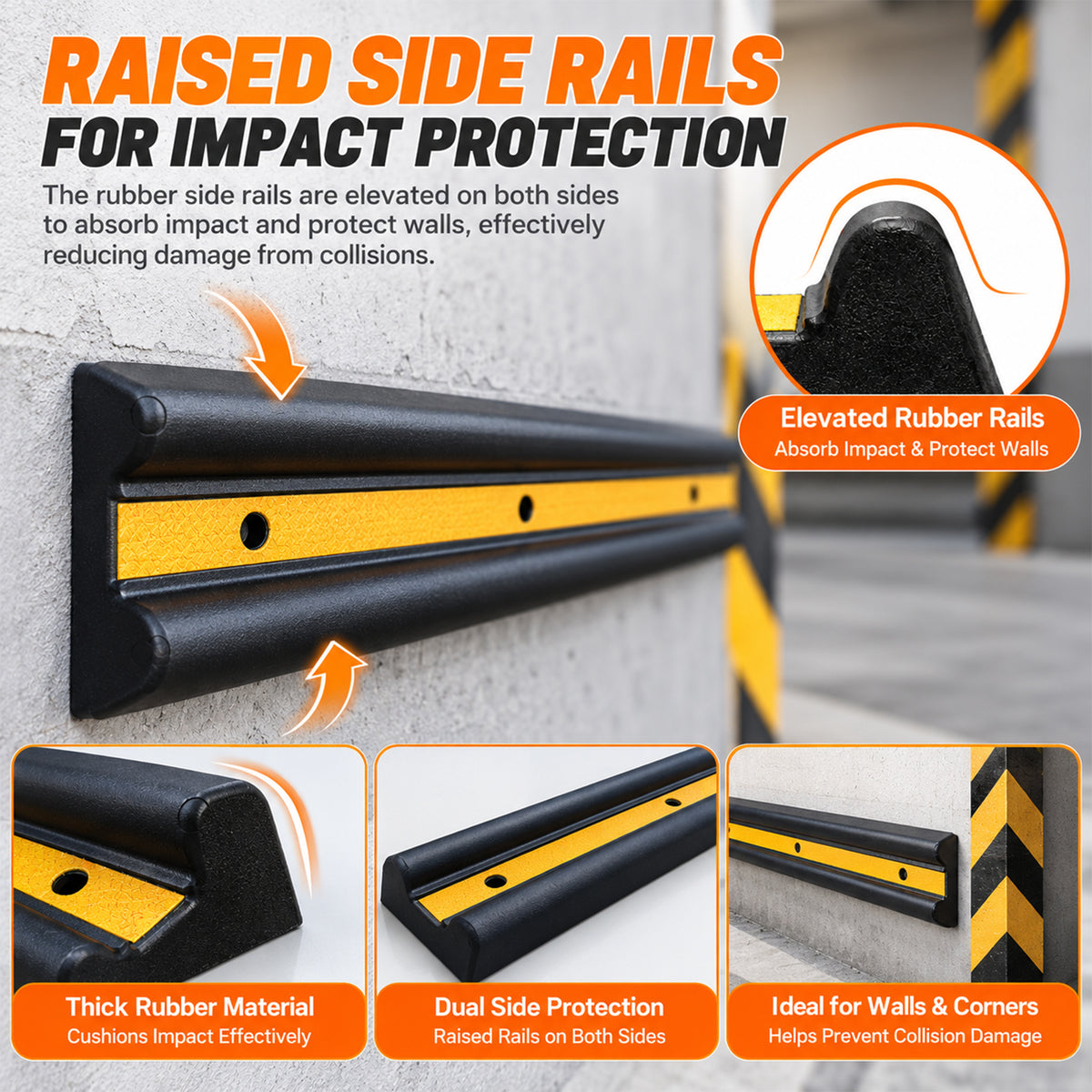 Rubber Bumper Guard with Yellow Reflective Strip