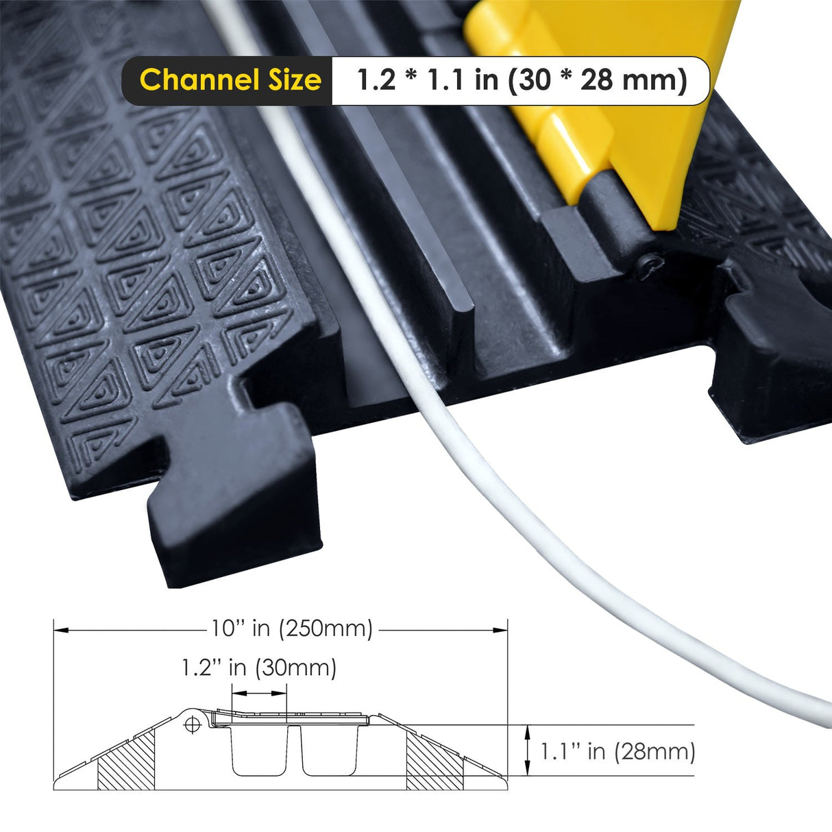 2,3,5-Channel Rubber Cable Protector Ramp with Extra Anti - Angle View | Besea Cone