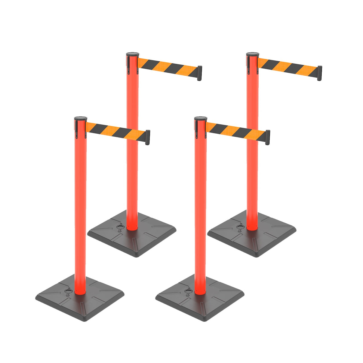 4-Pack 10ft Retractable Belt Barriers with "Caution - Do - View 66 | Besea Cone