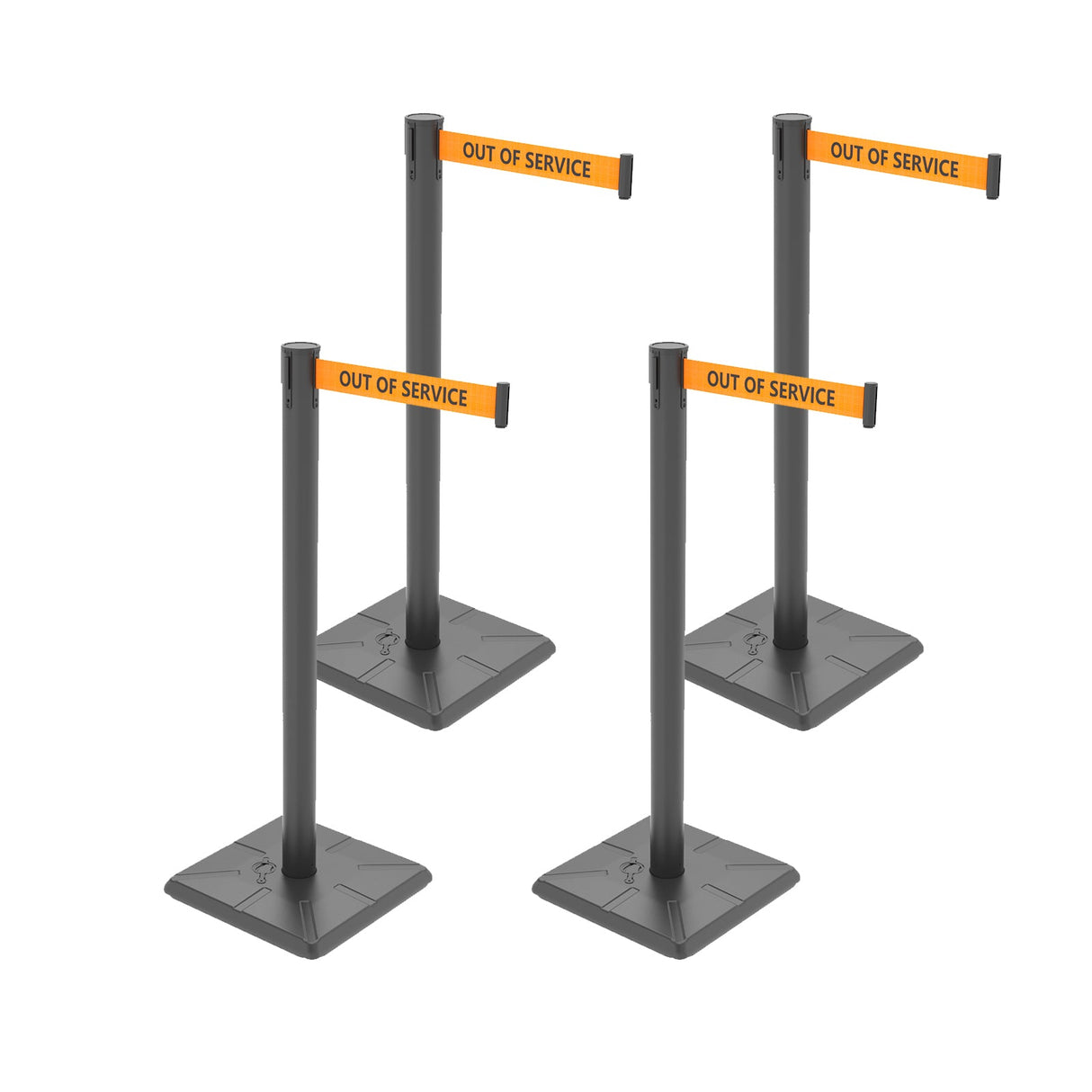 4-Pack 10ft Retractable Belt Barriers with "Caution - Do - View 50 | Besea Cone
