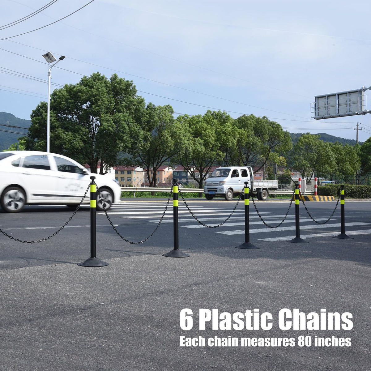 6-Pack Work Zone Safety Chain Post Set - High Visibility - Detail | Oranlite Europe