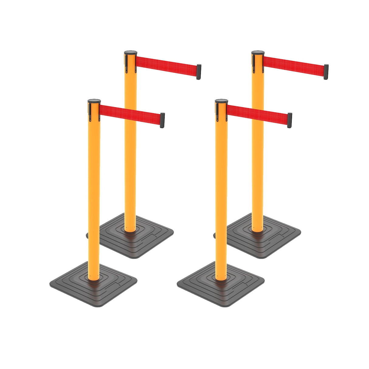 4-Pack 10ft Retractable Belt Barriers with "Caution - Do - Product Shot | Besea Cone